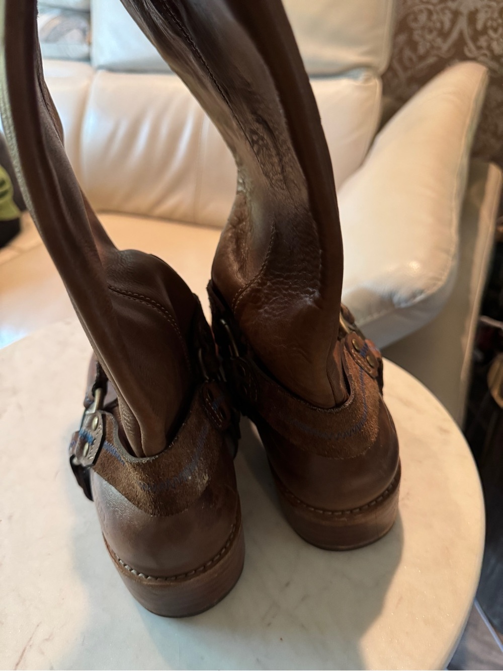 BEDFORD BED|STU Brown Leather Boot with Purple Lining Sz 12 - Picture 7 of 10
